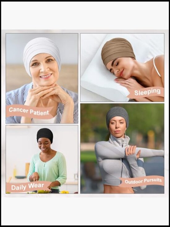 4 Pack Soft Modal Chemo Beanies for Women - Elastic Cancer Hats, Lightweight & main image 6